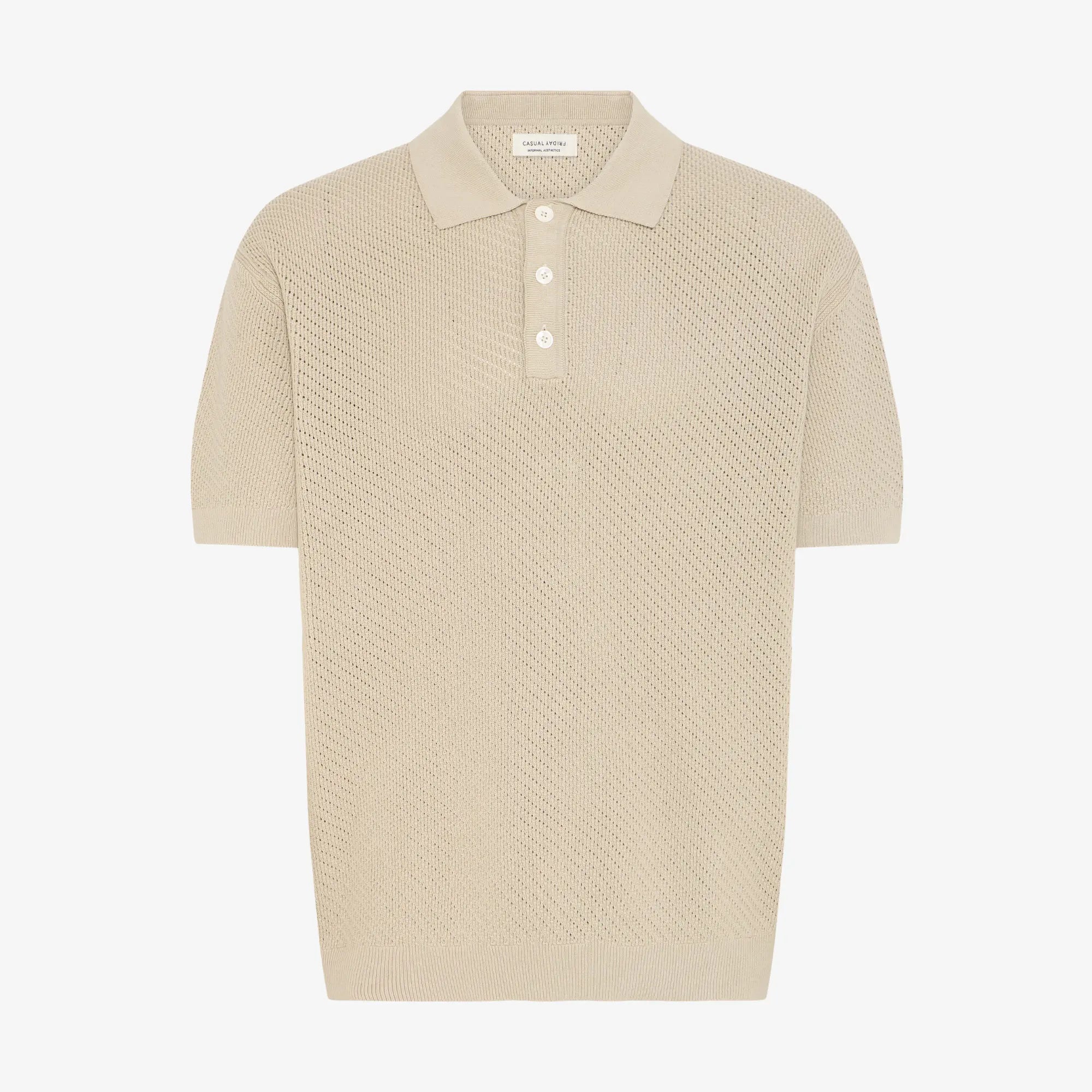 Polo Maille Perforée - Beige - Casual Friday