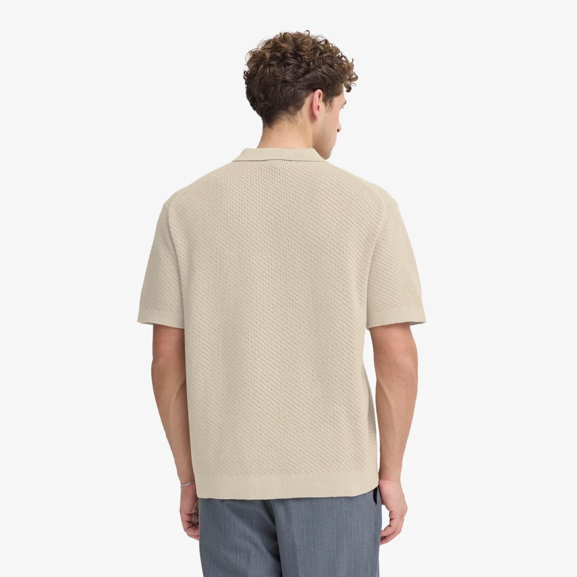 Polo Maille Perforée - Beige - Casual Friday - détail 4