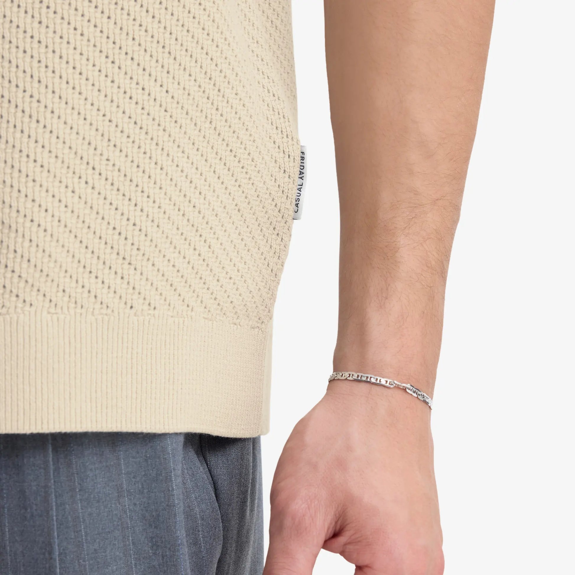 Polo Maille Perforée - Beige - Casual Friday - détail 6