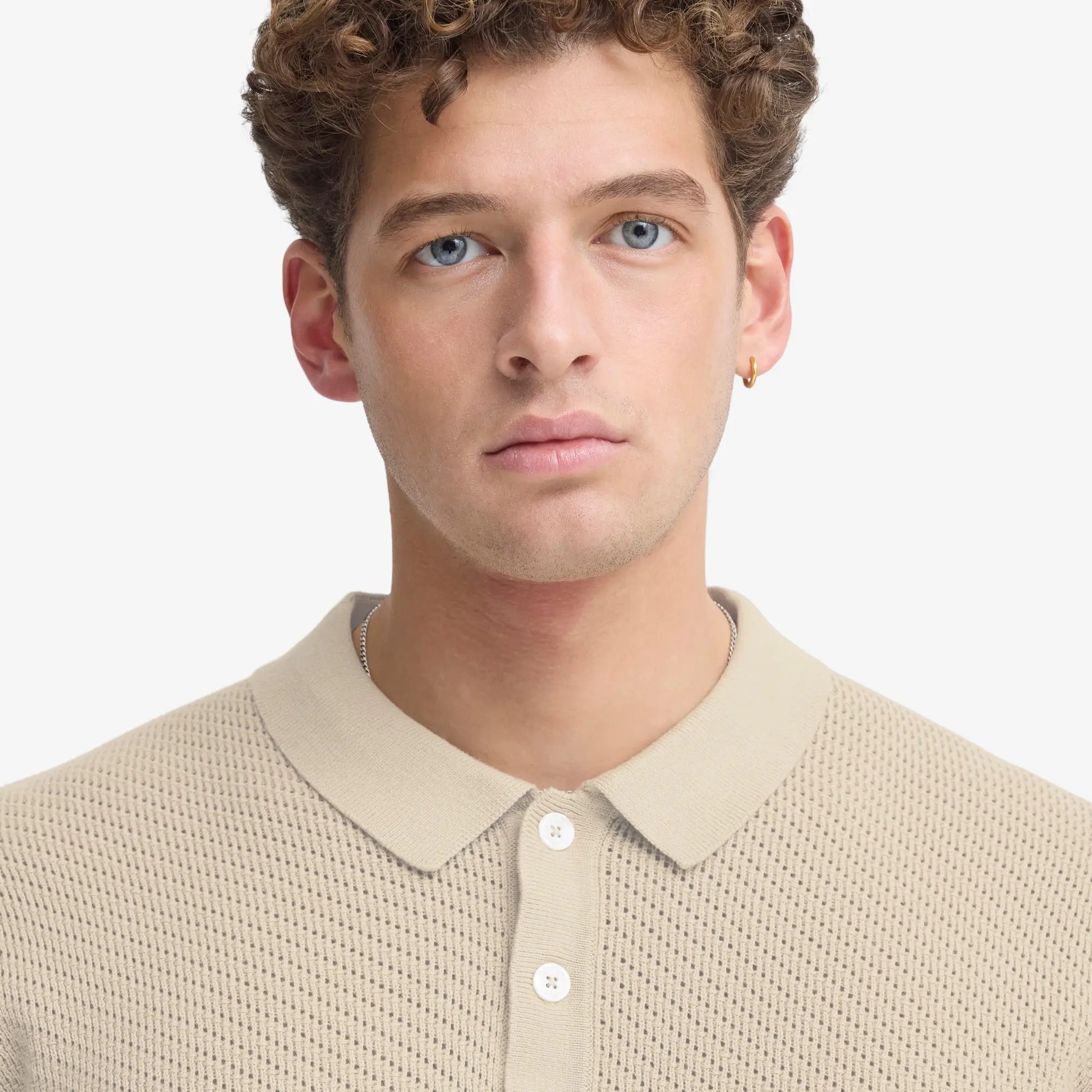 Polo Maille Perforée - Beige - Casual Friday - détail 5