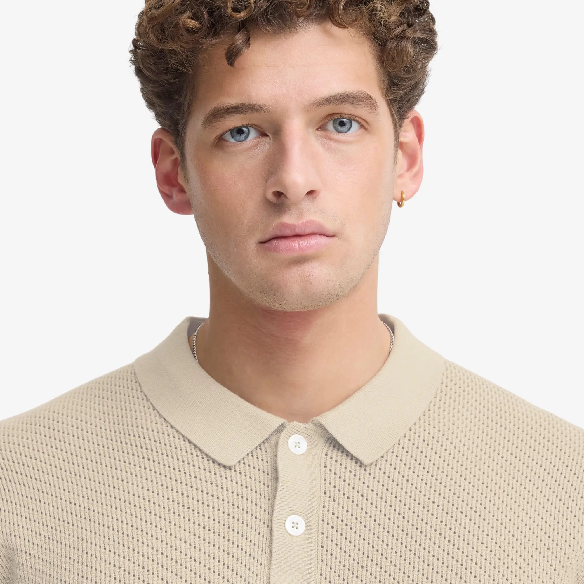 Polo Maille Perforée - Beige - Casual Friday - détail 5