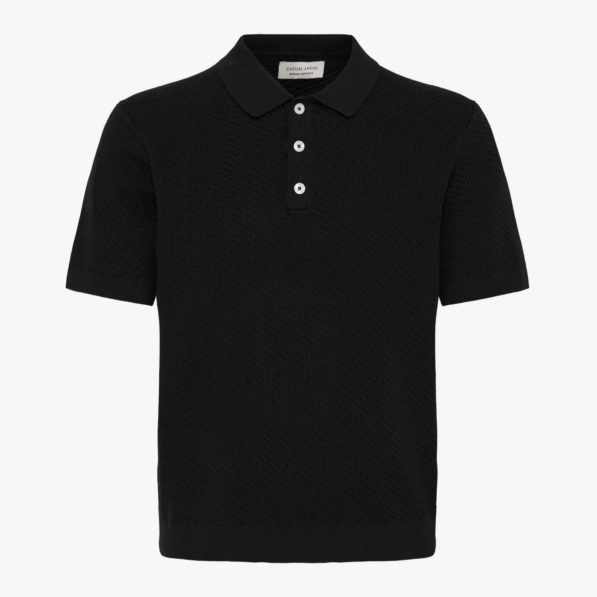 Polo Maille Perforée - Noir - Casual Friday