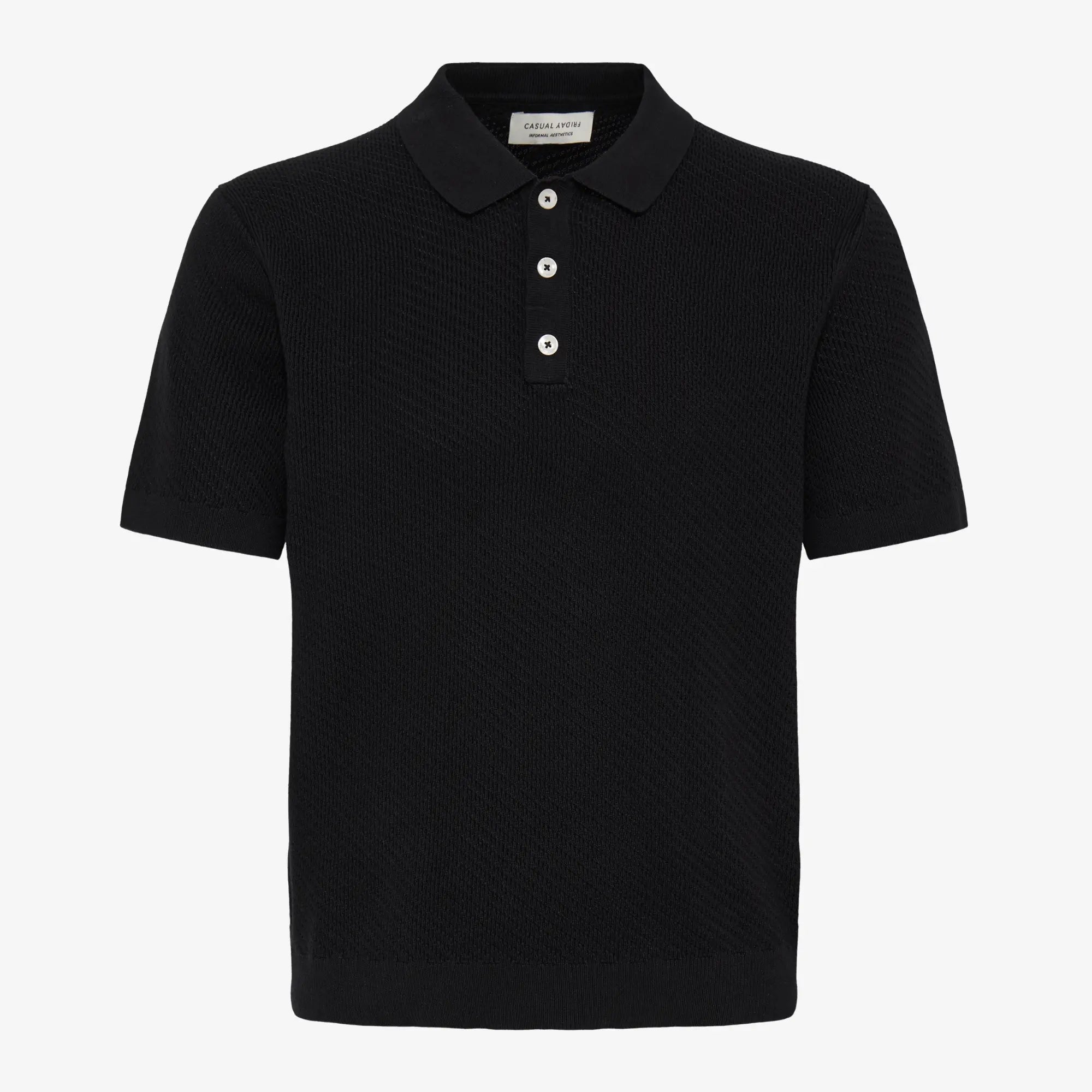 Polo Maille Perforée - Noir - Casual Friday