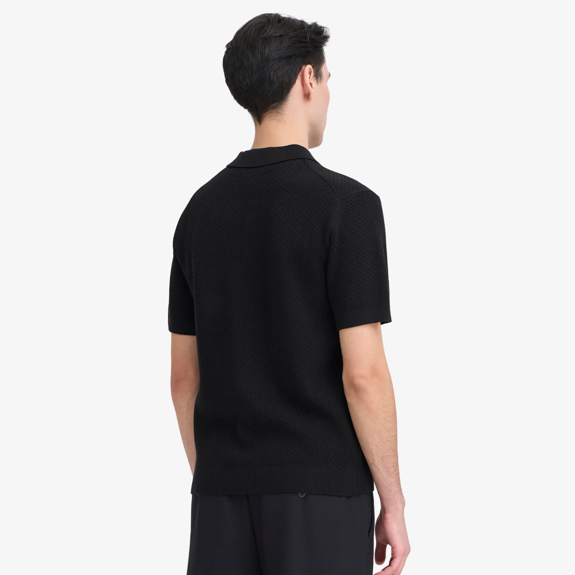 Polo Maille Perforée - Noir - Casual Friday - détail 4