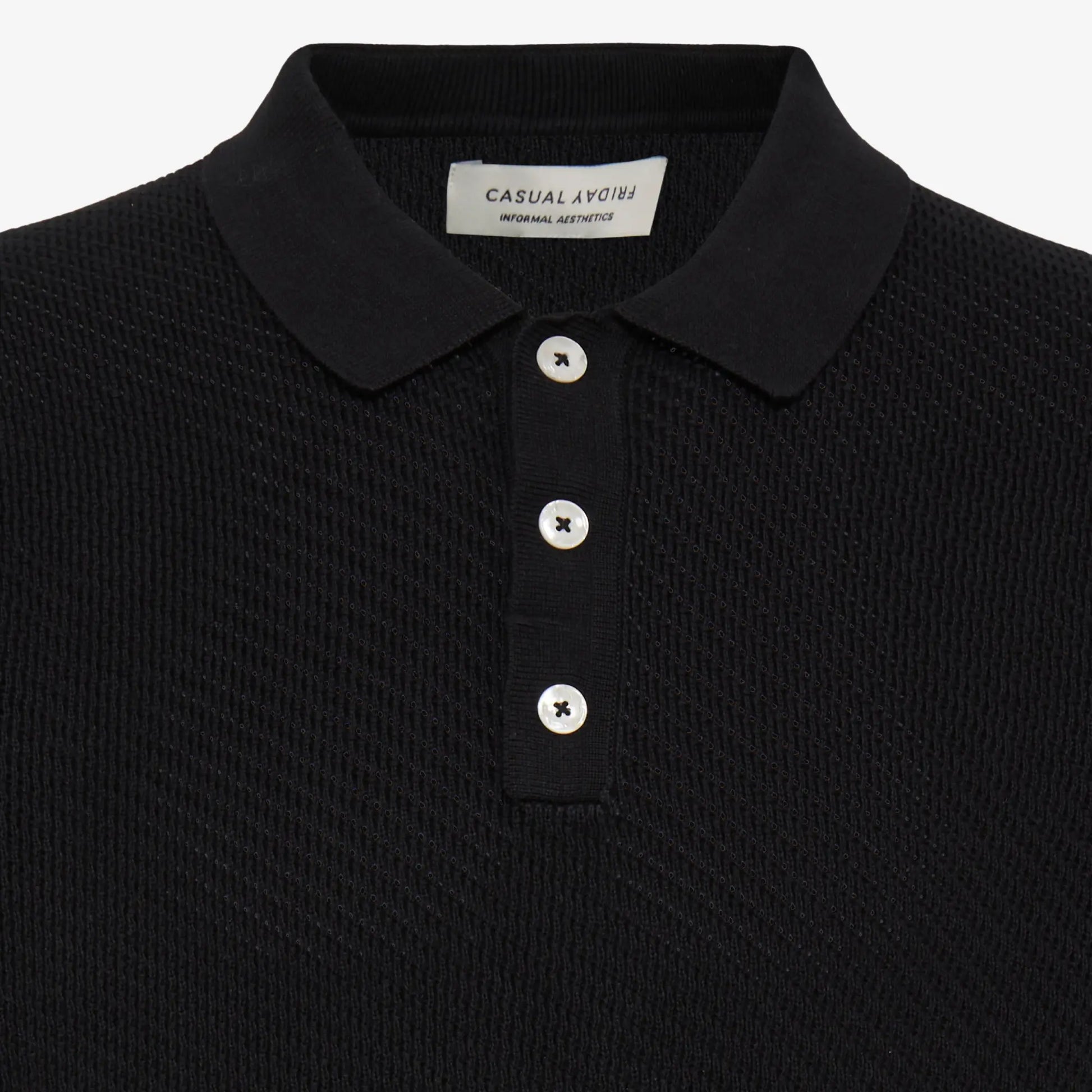 Polo Maille Perforée - Noir - Casual Friday - détail 5
