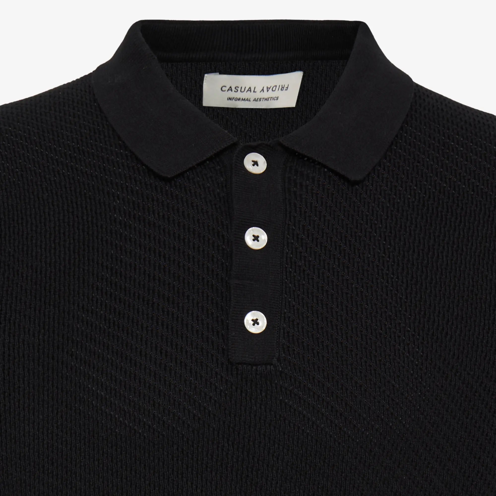 Polo Maille Perforée - Noir - Casual Friday - détail 5