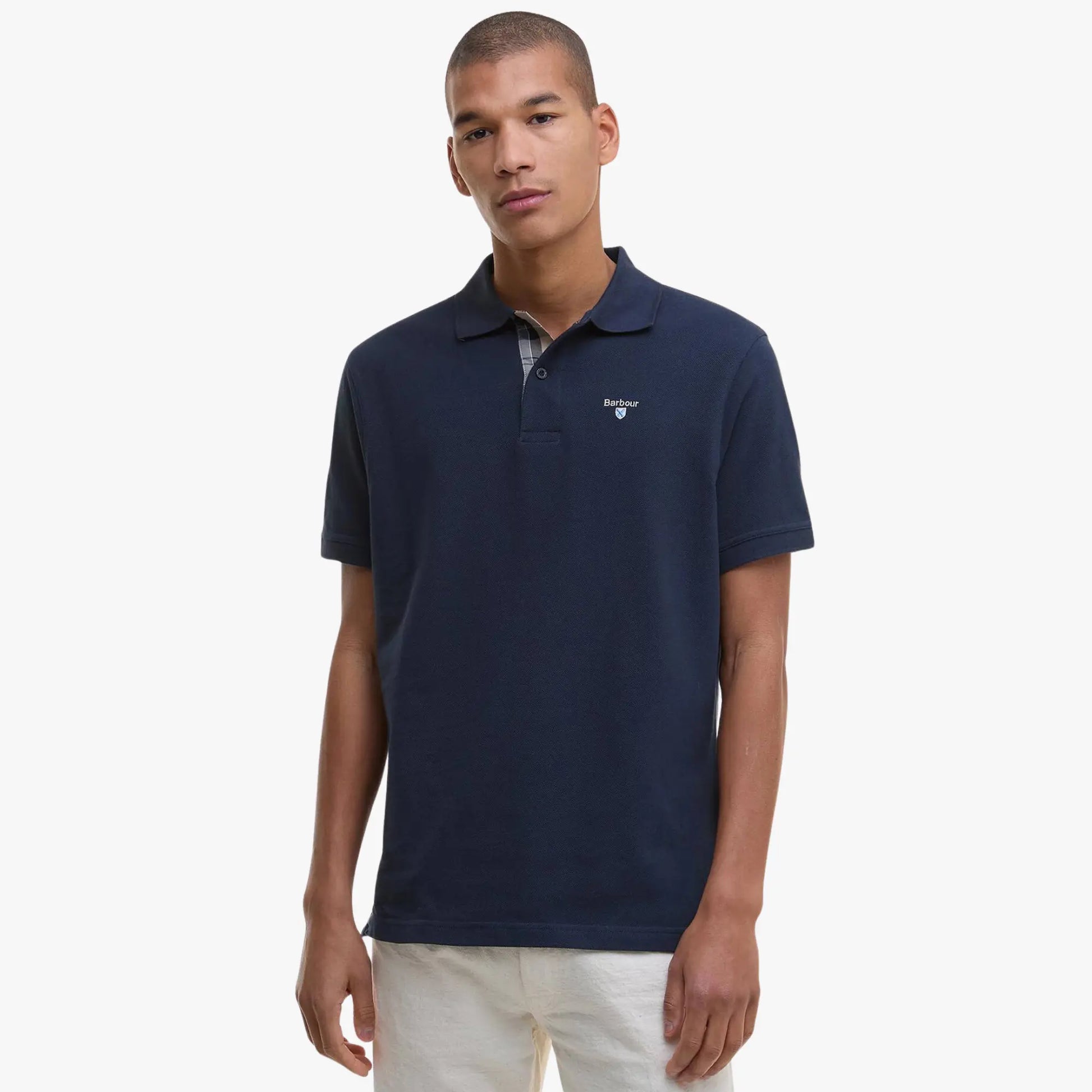 Polo Piqué Tartan - Navy - Barbour - détail 2