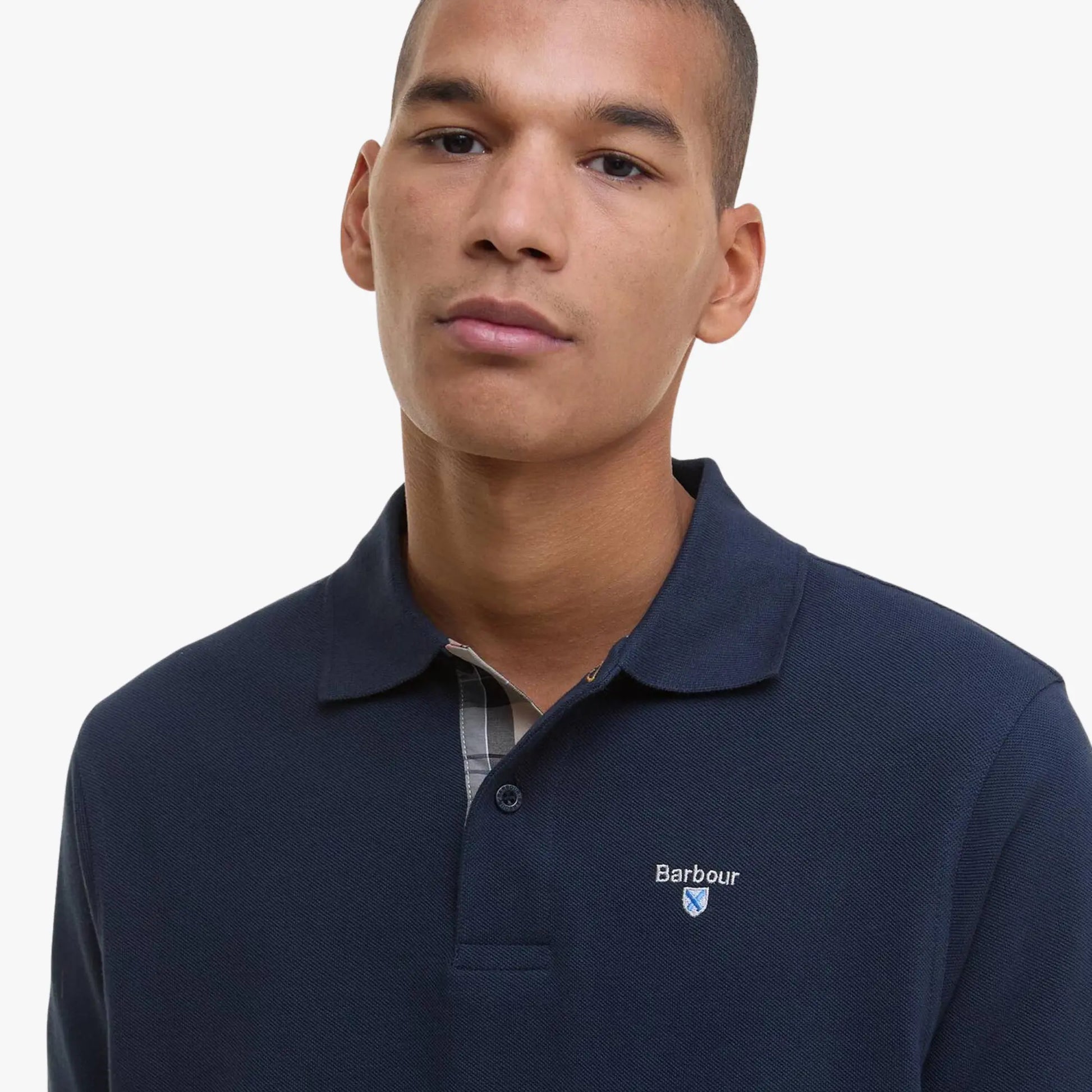 Polo Piqué Tartan - Navy - Barbour - détail 4