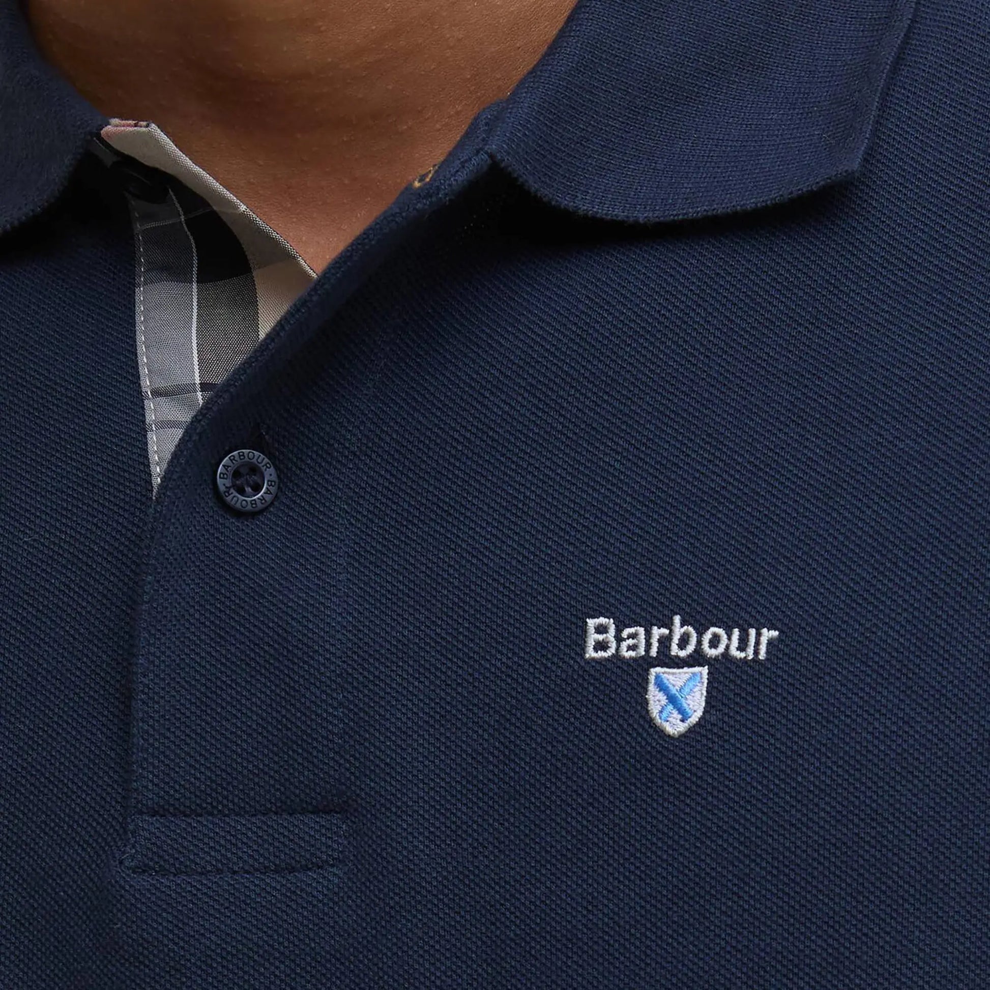 Polo Piqué Tartan - Navy - Barbour - détail 5
