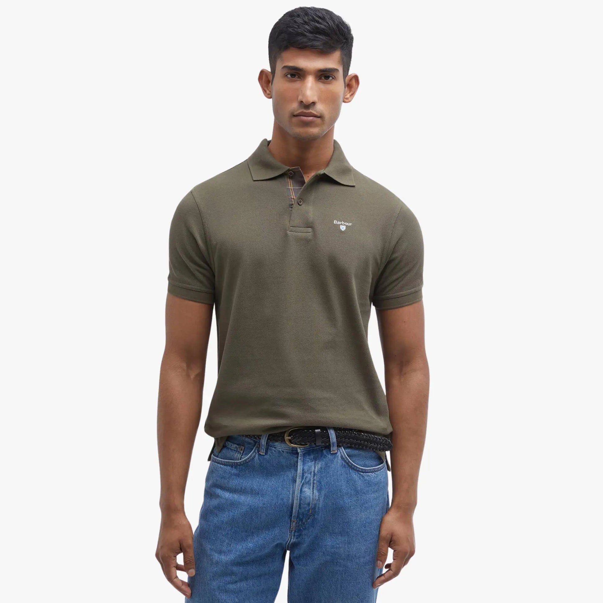 Polo Piqué Tartan - Olive - Barbour - détail 2