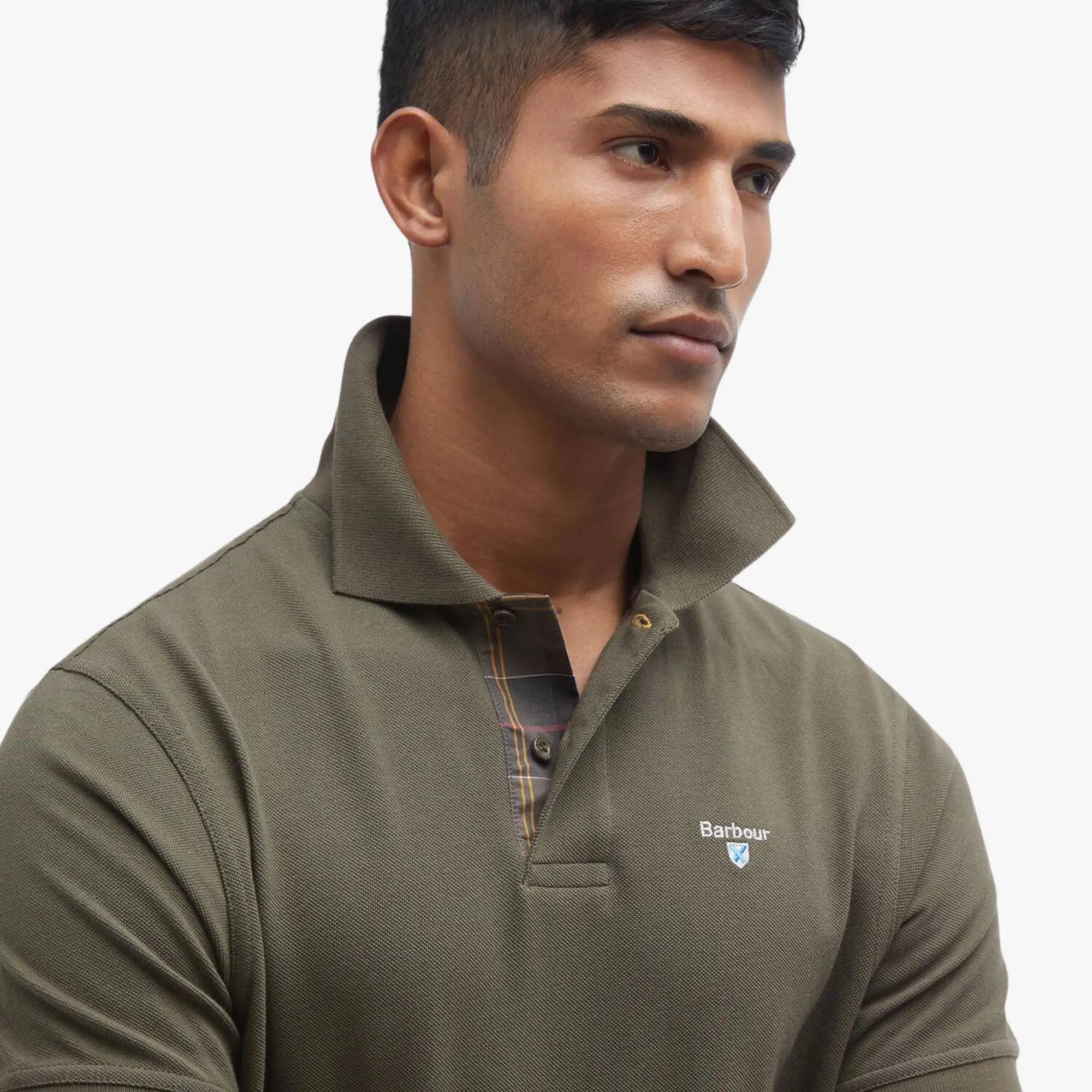 Polo Piqué Tartan - Olive - Barbour - détail 4