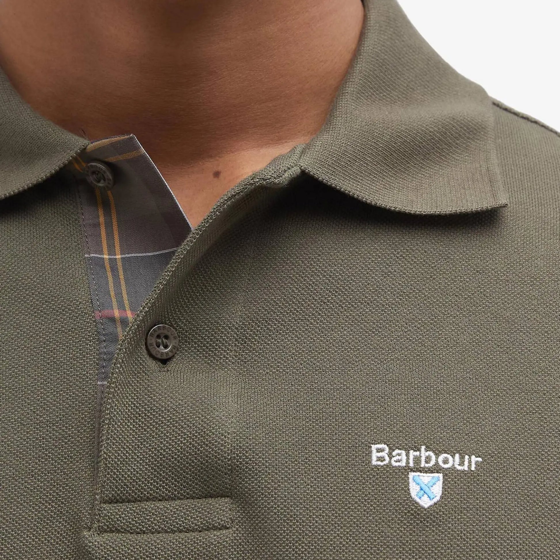 Polo Piqué Tartan - Olive - Barbour - détail 5