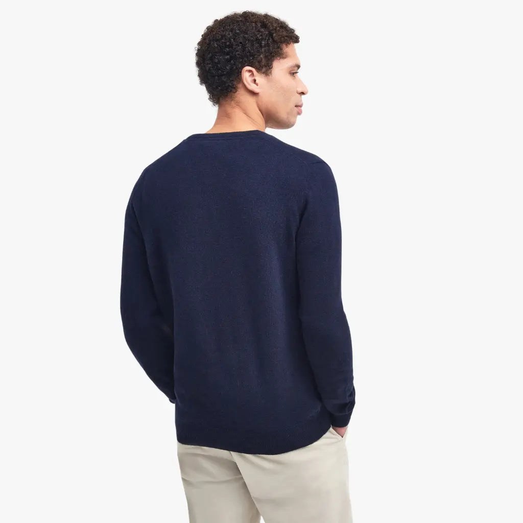 Pull Col V Marine - Barbour - détail 3