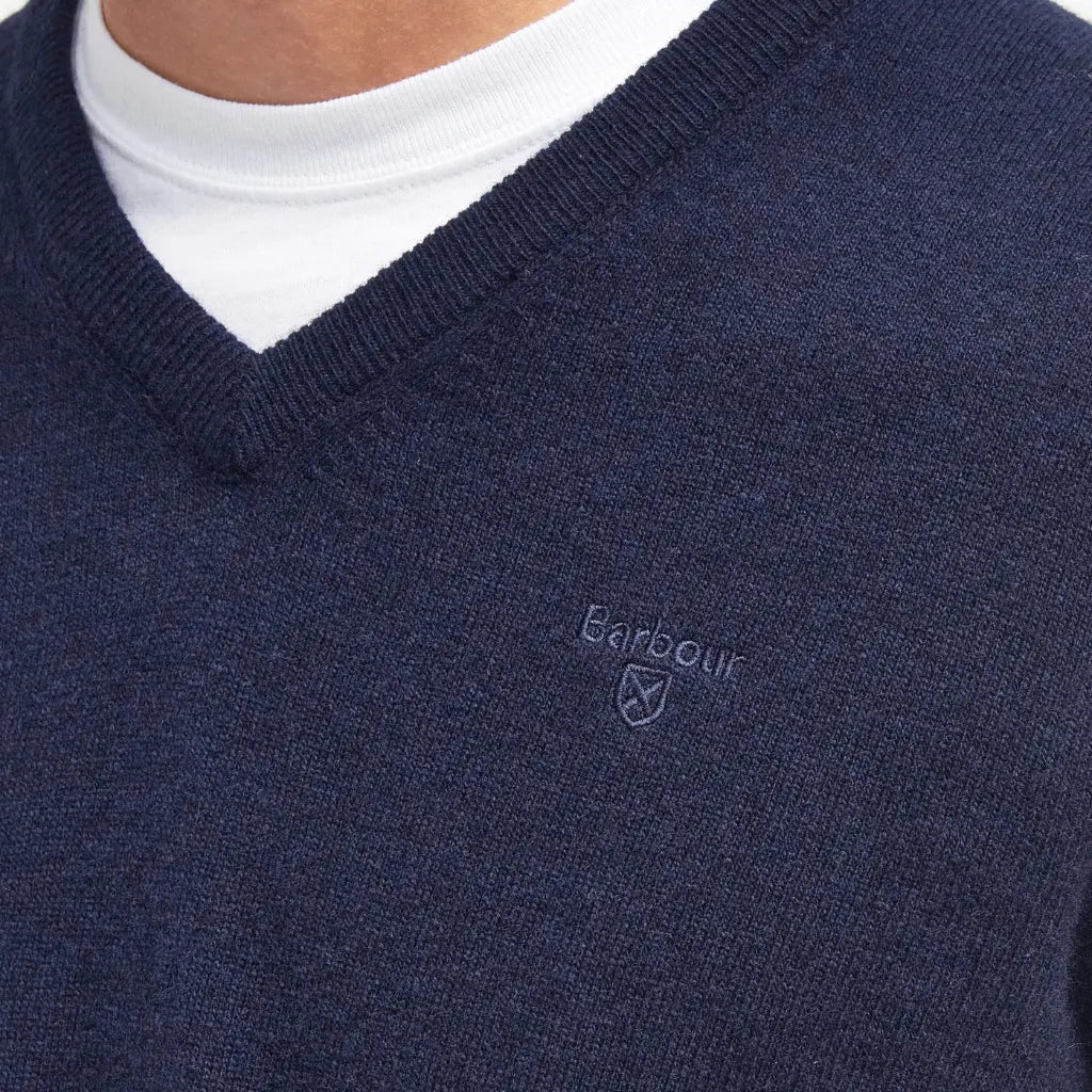 Pull Col V Marine - Barbour - détail 5