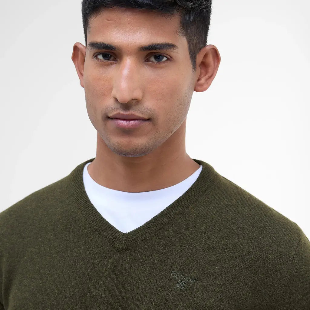 Pull Col V Vert - Barbour - détail 4