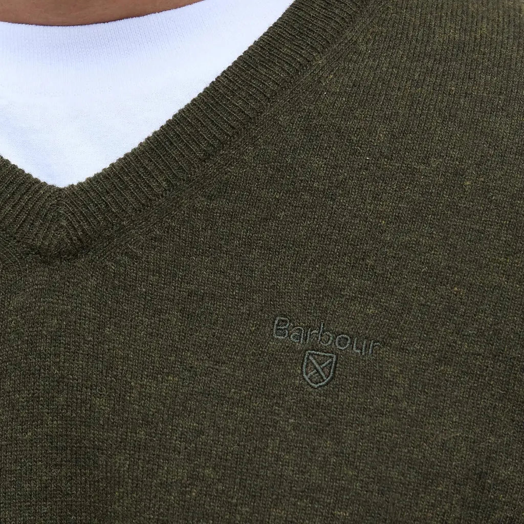 Pull Col V Vert - Barbour - détail 5