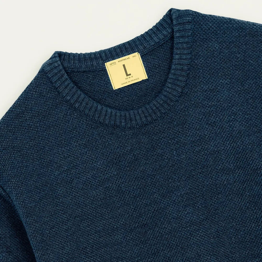 Pull Youri Laine - Bleu Jean - Nitto Knitwear - détail 2