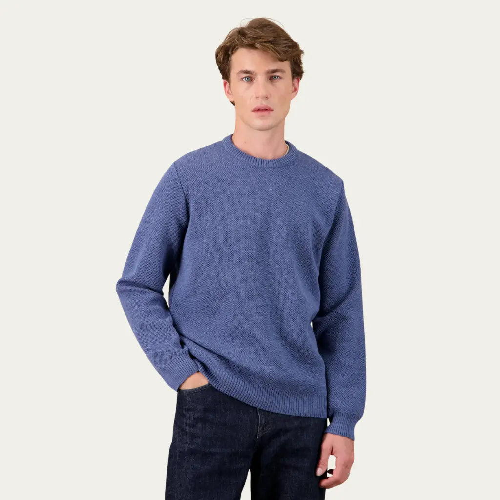Pull Youri Laine - Bleu Jean - Nitto Knitwear - détail 3