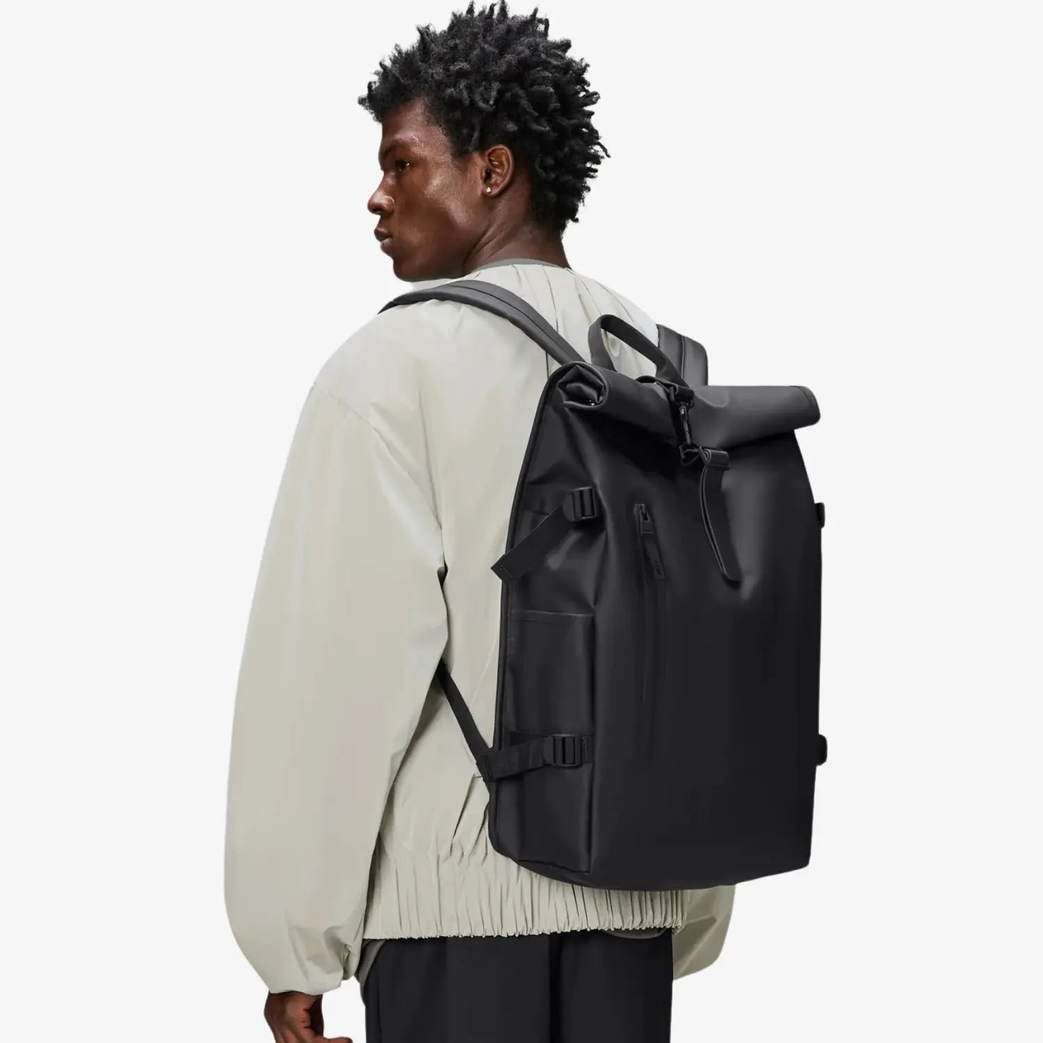 Rolltop Rucksack Large - Black - Rains - détail 3