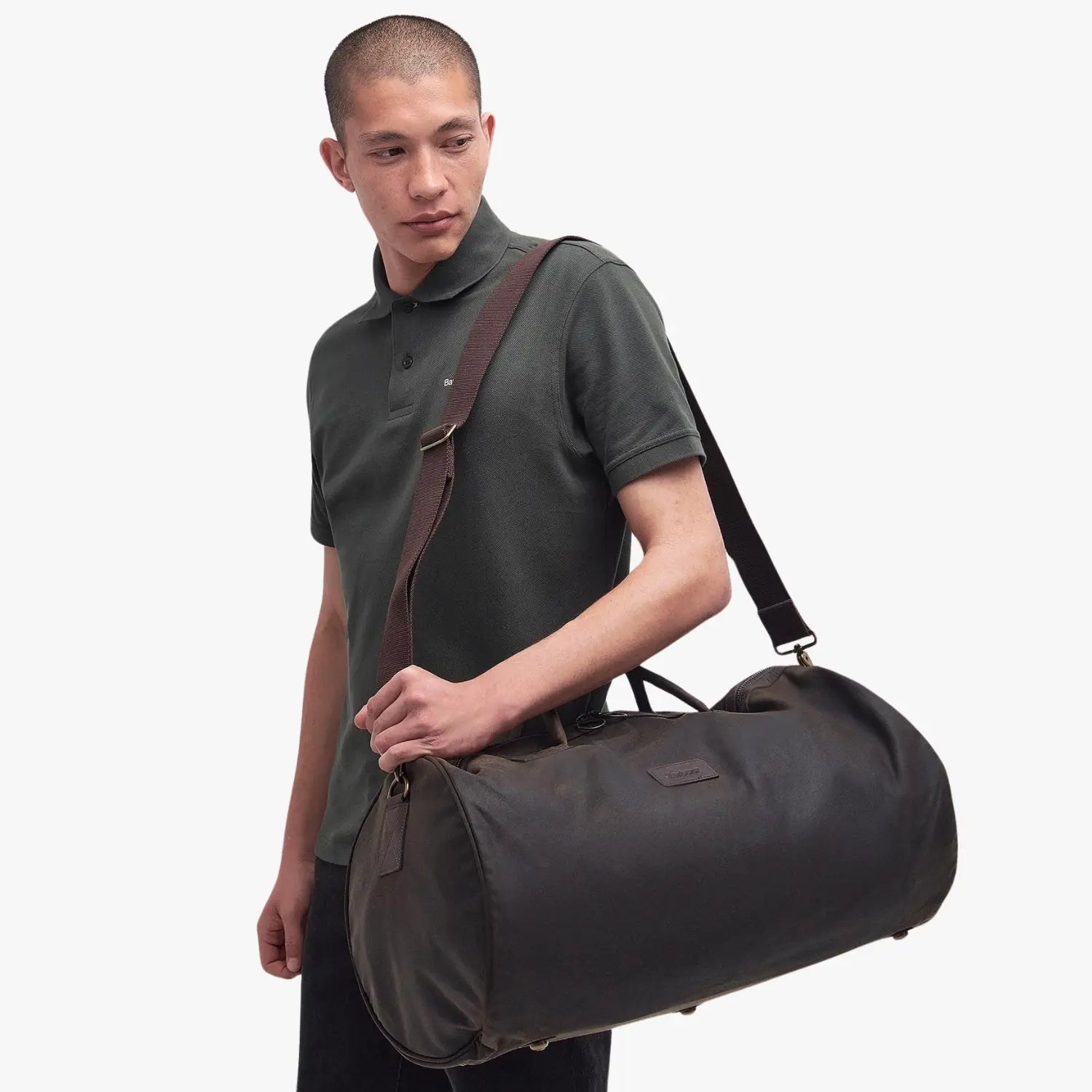 Sac Holdall Wax Olive - Barbour - détail 2