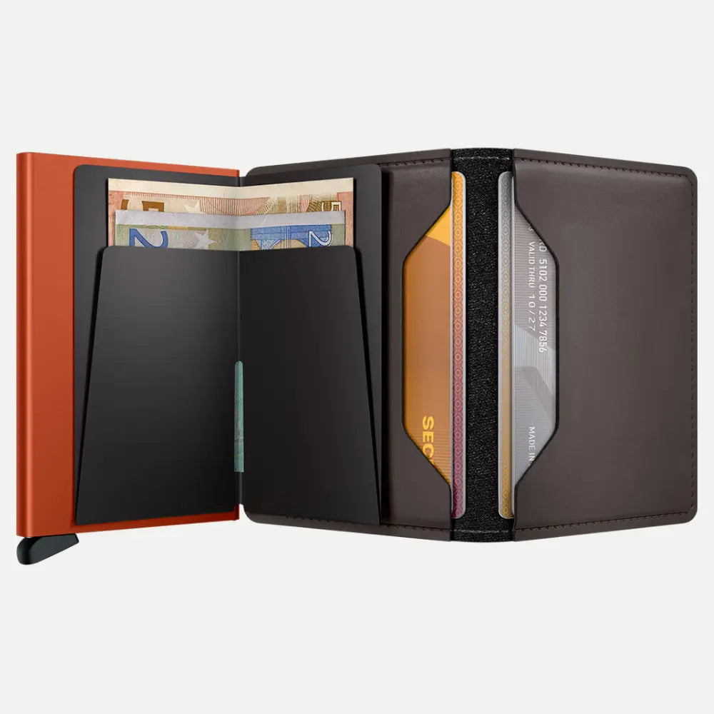 Slimwallet - Matte Truffle et Orange - Secrid - détail 3