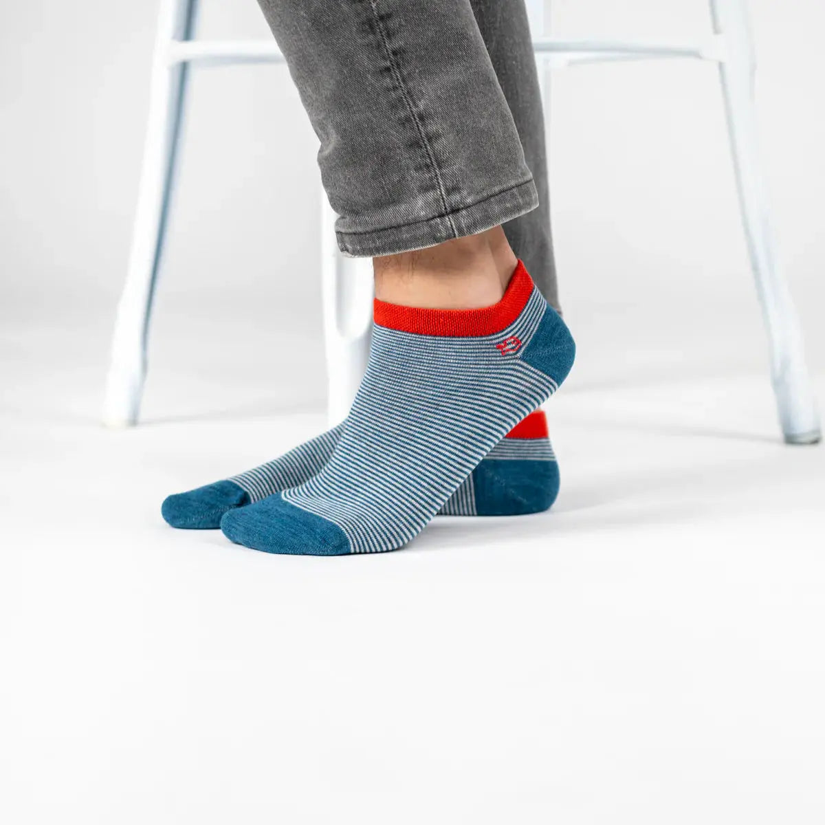 Socquettes Rayures - Bleu et Blanc - Billybelt - détail 2