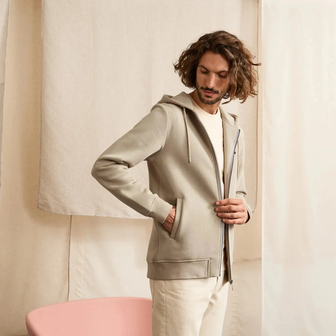 Sweat Mesnil - Beige - Faguo - détail 2
