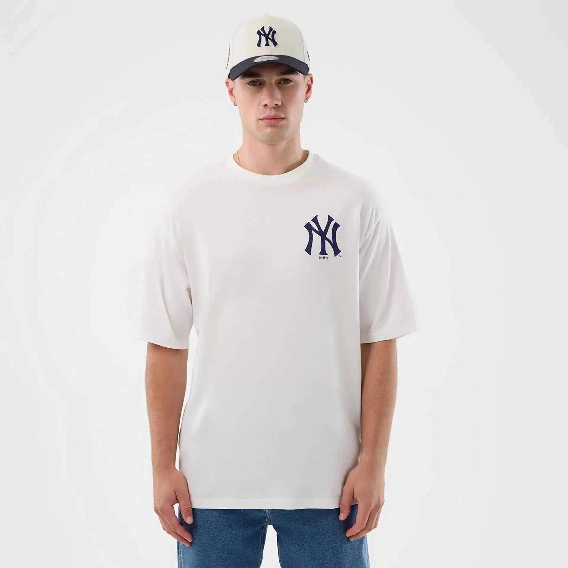 T-shirt oversize blanc New Era graphisme New York Yankees - vue avant