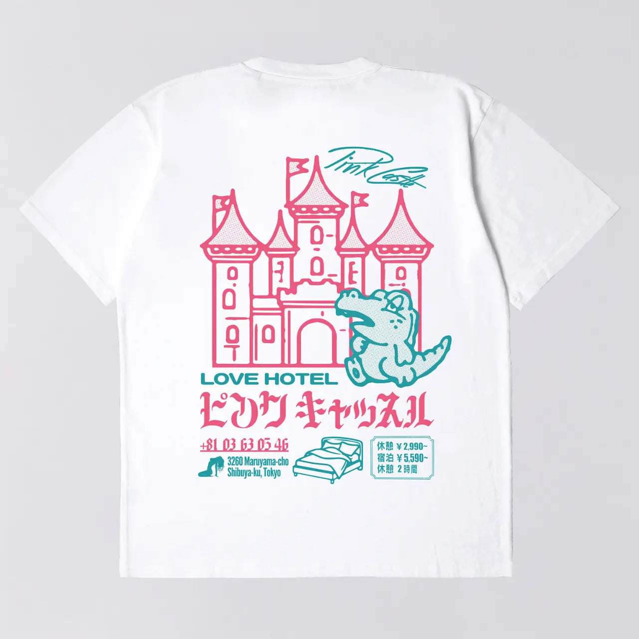 T-shirt Pink Castle Blanc - Edwin - détail 2