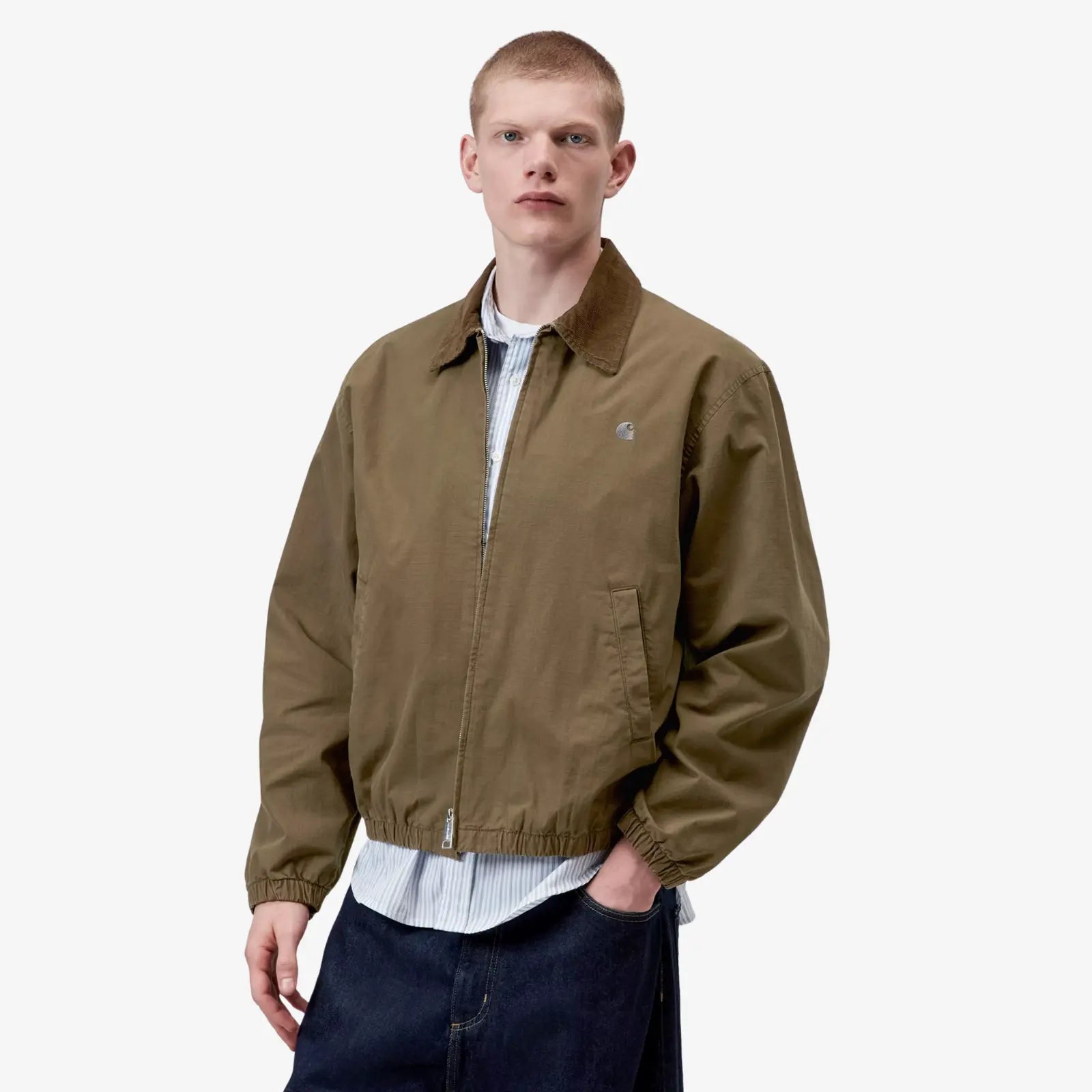 Veste Madison Ripstop Carhartt WIP Dark Beech - détail col velours côtelé