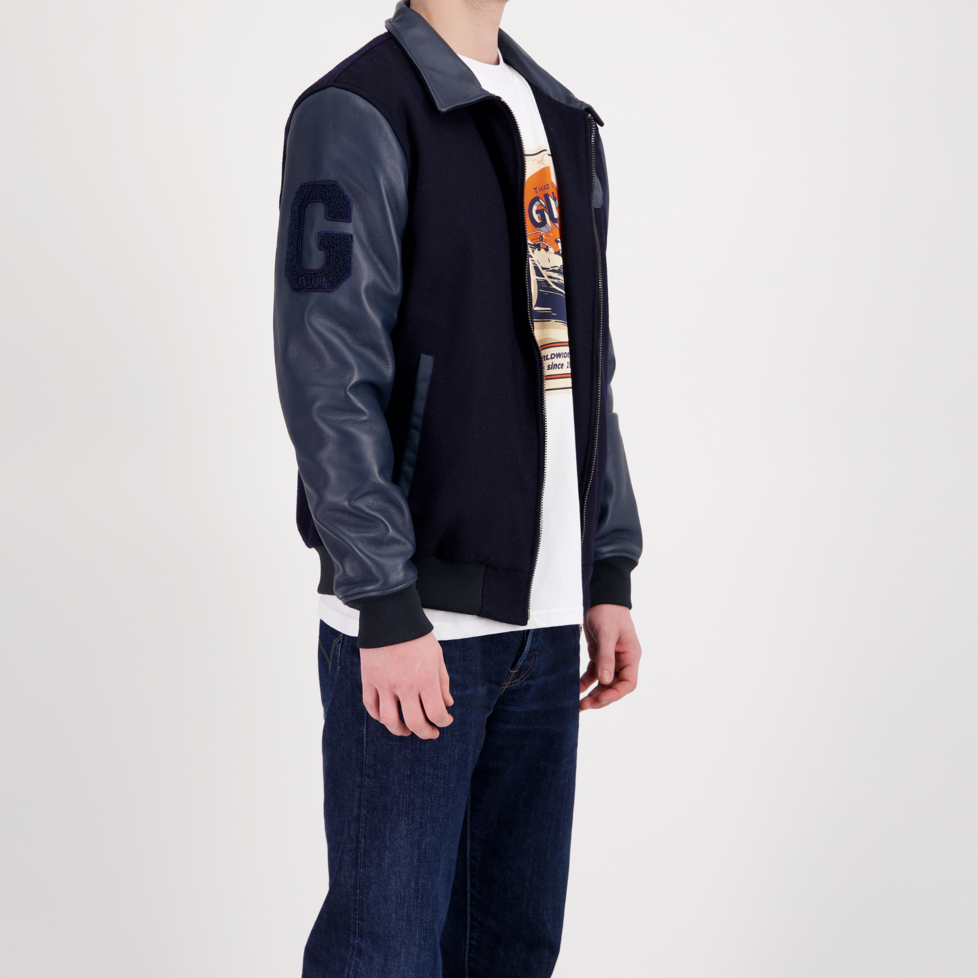 Veste Varsity Cuir et Laine - Gulf - détail 3