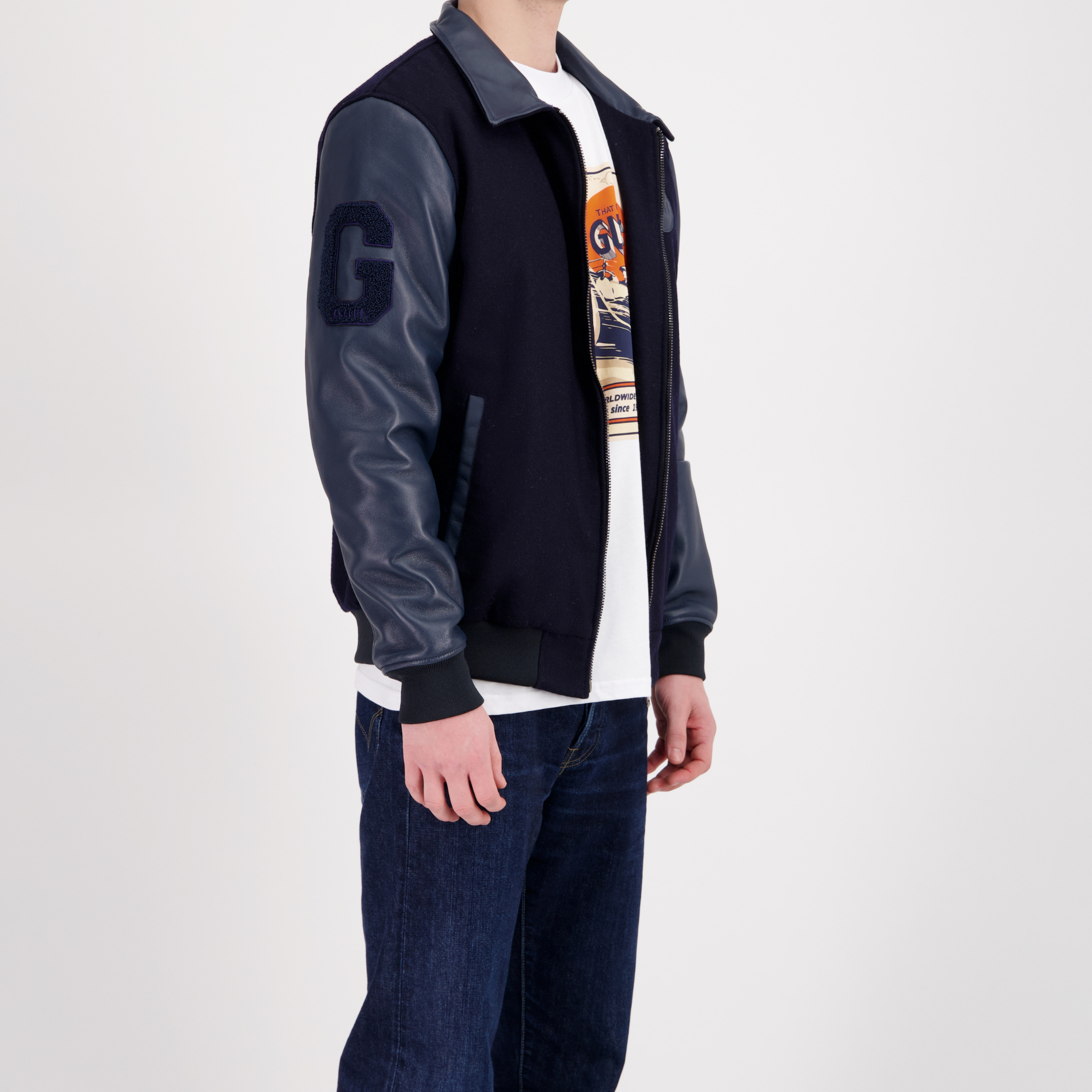 Veste Varsity Cuir et Laine - Gulf - détail 3