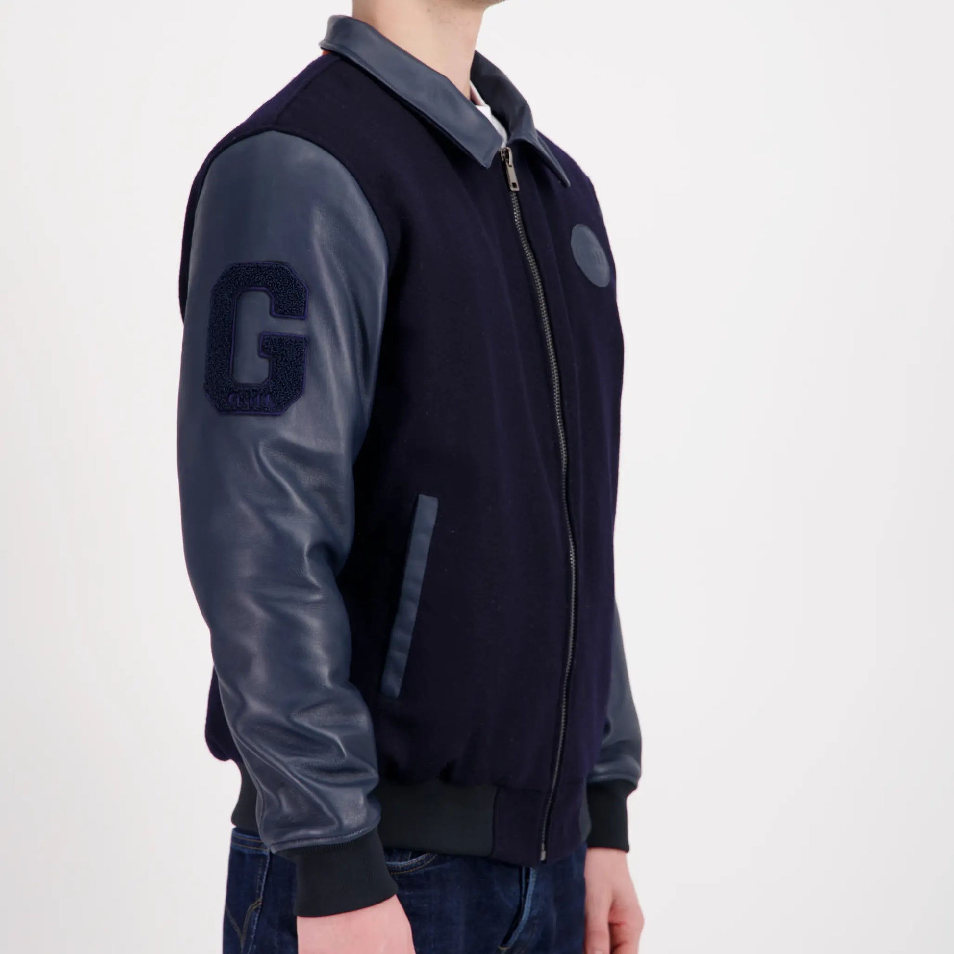 Veste Varsity Cuir et Laine - Gulf - détail 4