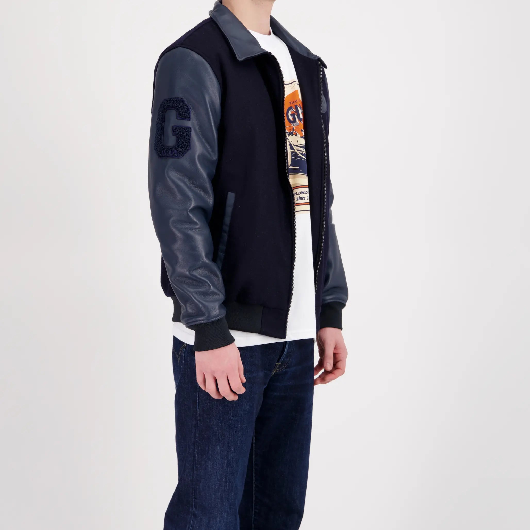 Veste Varsity Cuir et Laine - Gulf - détail 6