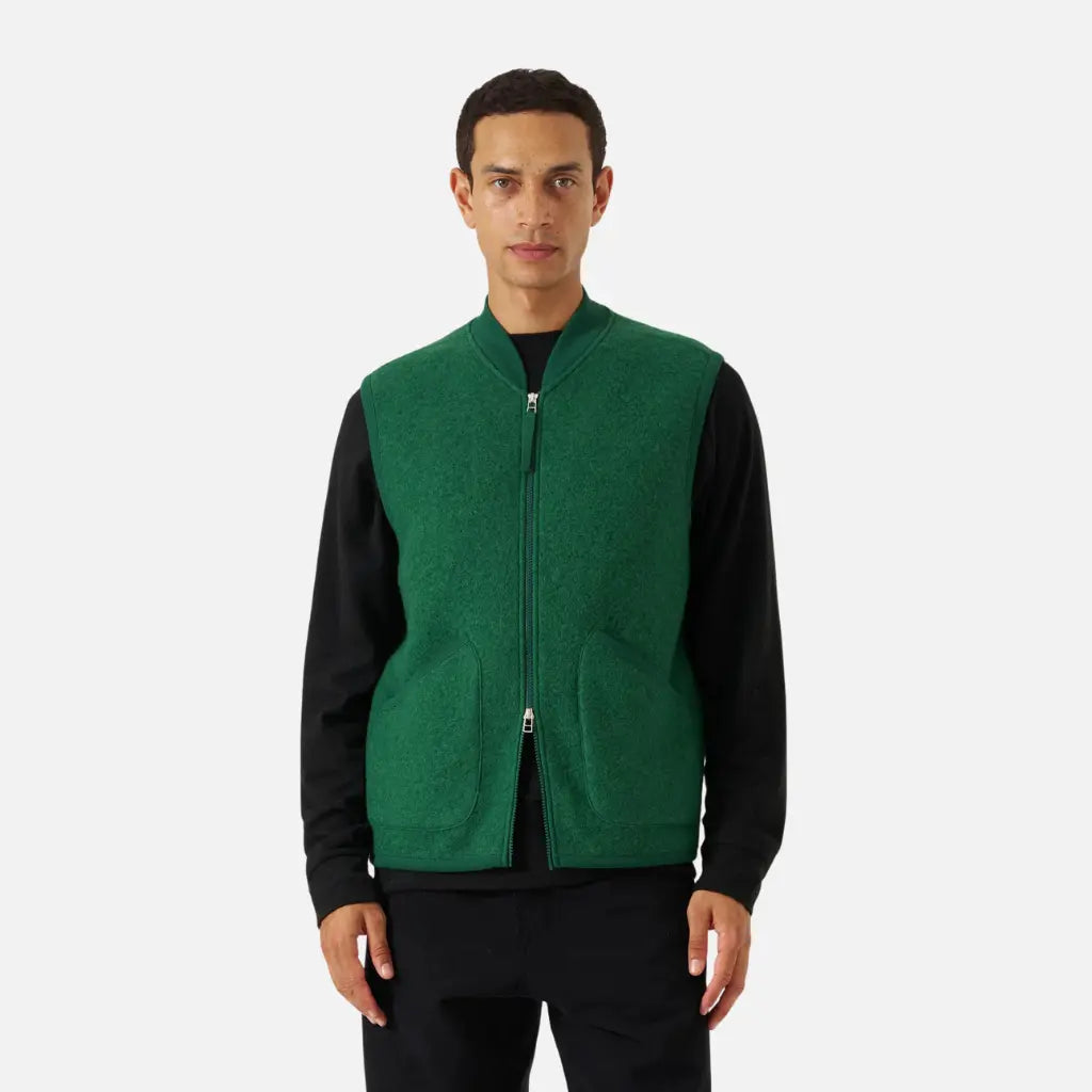 Zip Waistcoat - Green - Universal Works - détail 4