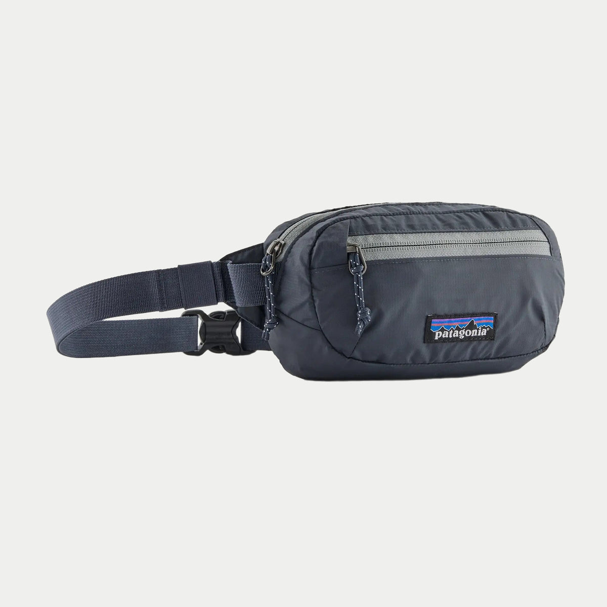 Banane Terravia Mini Hip Smolder Blue : nylon bleu ardoise foncé et zip gris clair contrasté