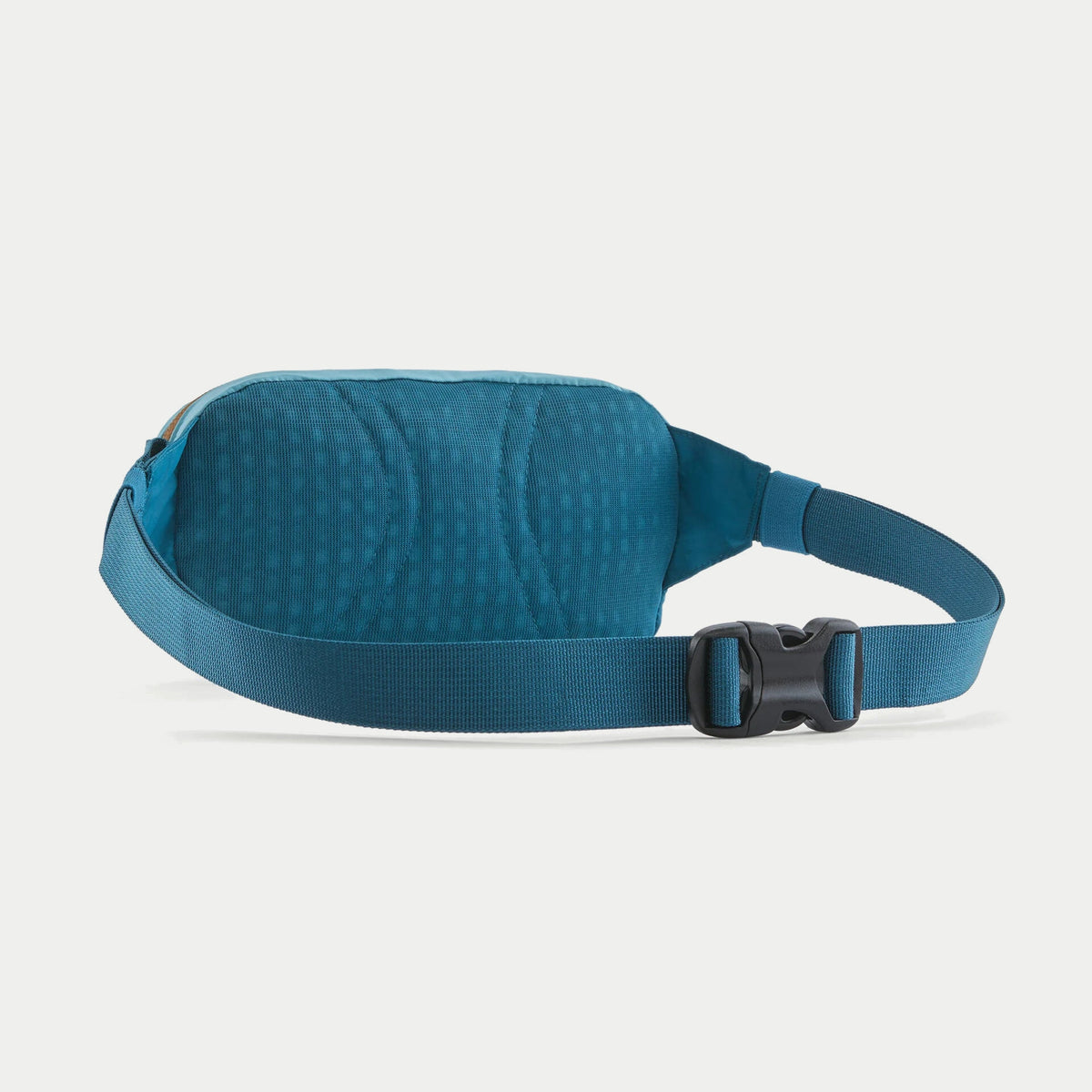 Banane Terravia Mini Hip Snowmelt Blue Patagonia - dos en mesh gaufré bleu canard et boucle clip de la ceinture