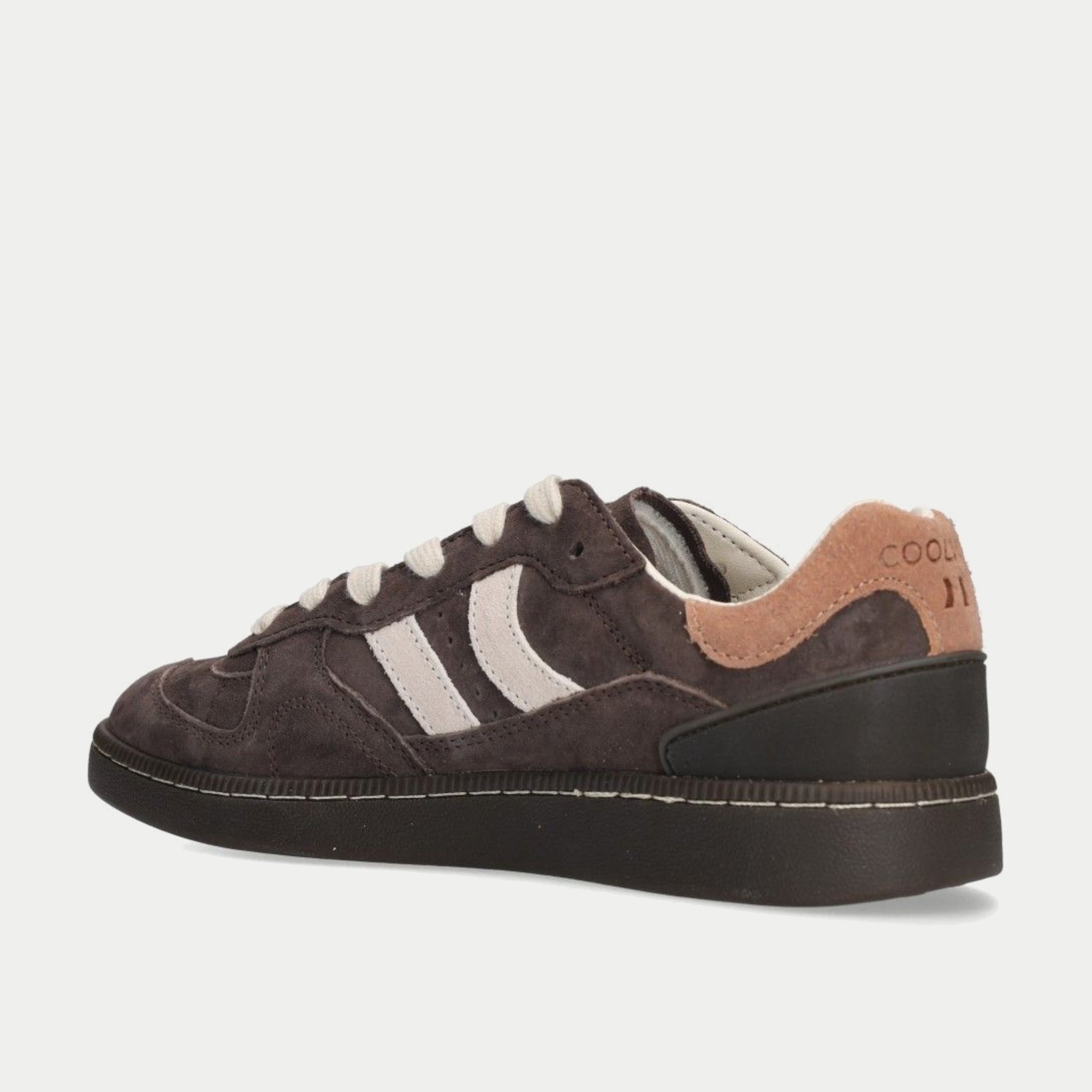 Baskets Goal chocolat Coolway - trois quarts arrière, contrefort rosé estampillé COOLWAY