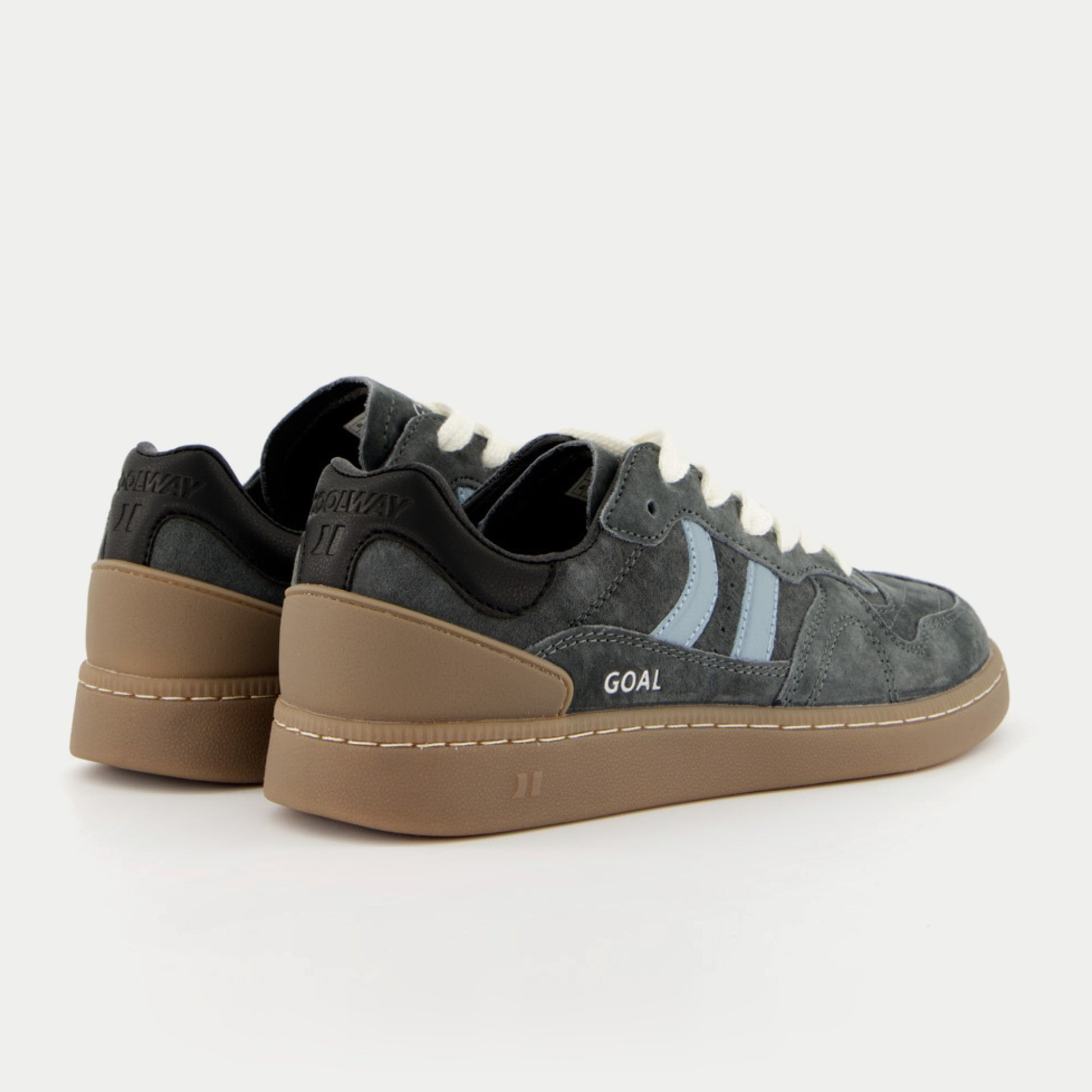 Baskets Goal anthracite Coolway - paire vue de dos, contreforts en cuir noir estampillés COOLWAY