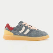 Baskets Goal Marina Glide bleu gris Coolway - profil extérieur, contrefort rouge, talon jaune et semelle gomme