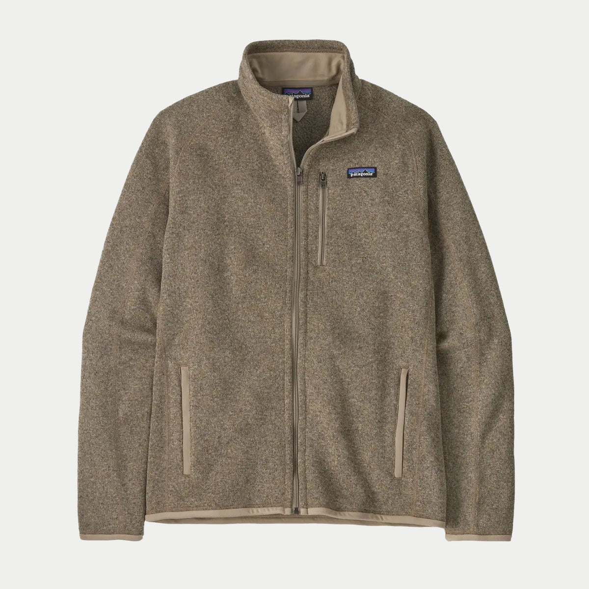 Veste polaire Better Sweater Seabird Grey Patagonia - face avant à plat, zip intégral et poche poitrine zippée