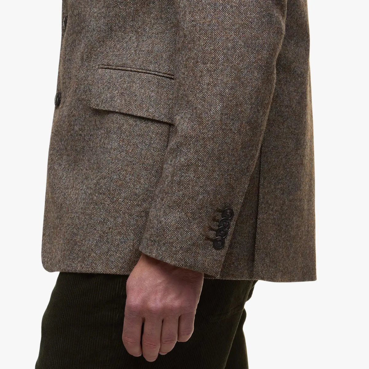 Poche à rabat et poignet à quatre boutons du blazer Godfrey Shetland Moons marron