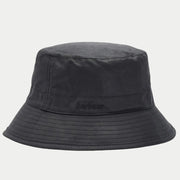 Bob Wax Bucket Noir de profil, coton ciré mat et bord large surpiqué