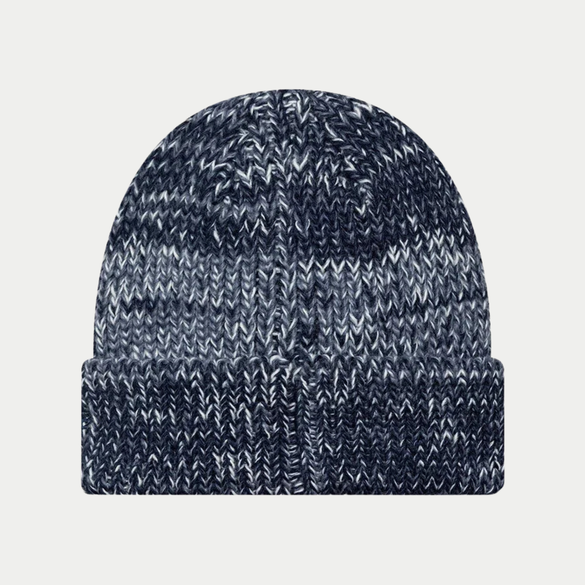 Bonnet LA Dodgers Chunky Knit New Era bleu marine chiné, vue de dos sur la grosse maille et le revers