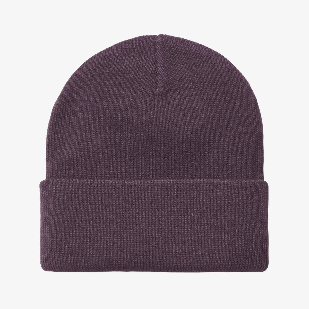 Dos du bonnet Short Watch prune uni, côtes serrées, calotte arrondie et revers replié sans aucun marquage