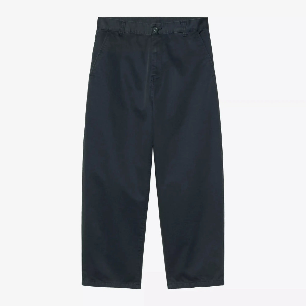 Brady Pant Carbon garment dyed Carhartt WIP, face : toile gris anthracite bleuté, passants, jambe large fuselée