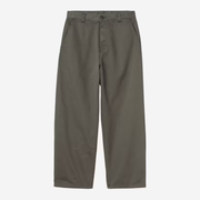 Pantalon Brady Shungite Stone Washed Carhartt WIP à plat de face, kaki grisé et coupe droite décontractée
