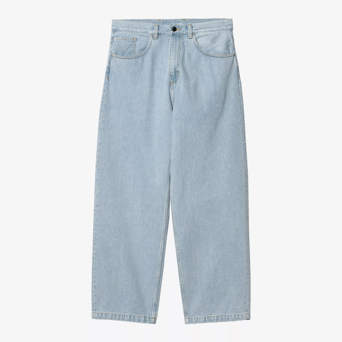 Brandon Pant Blue Heavy Worn Bleached de Carhartt WIP à plat : denim bleu glacier fortement éclairci