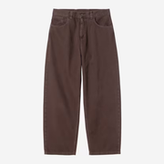 Pantalon Brandon Palisander Carhartt WIP à plat de face, brun bordeaux, coupe loose straight et cinq poches