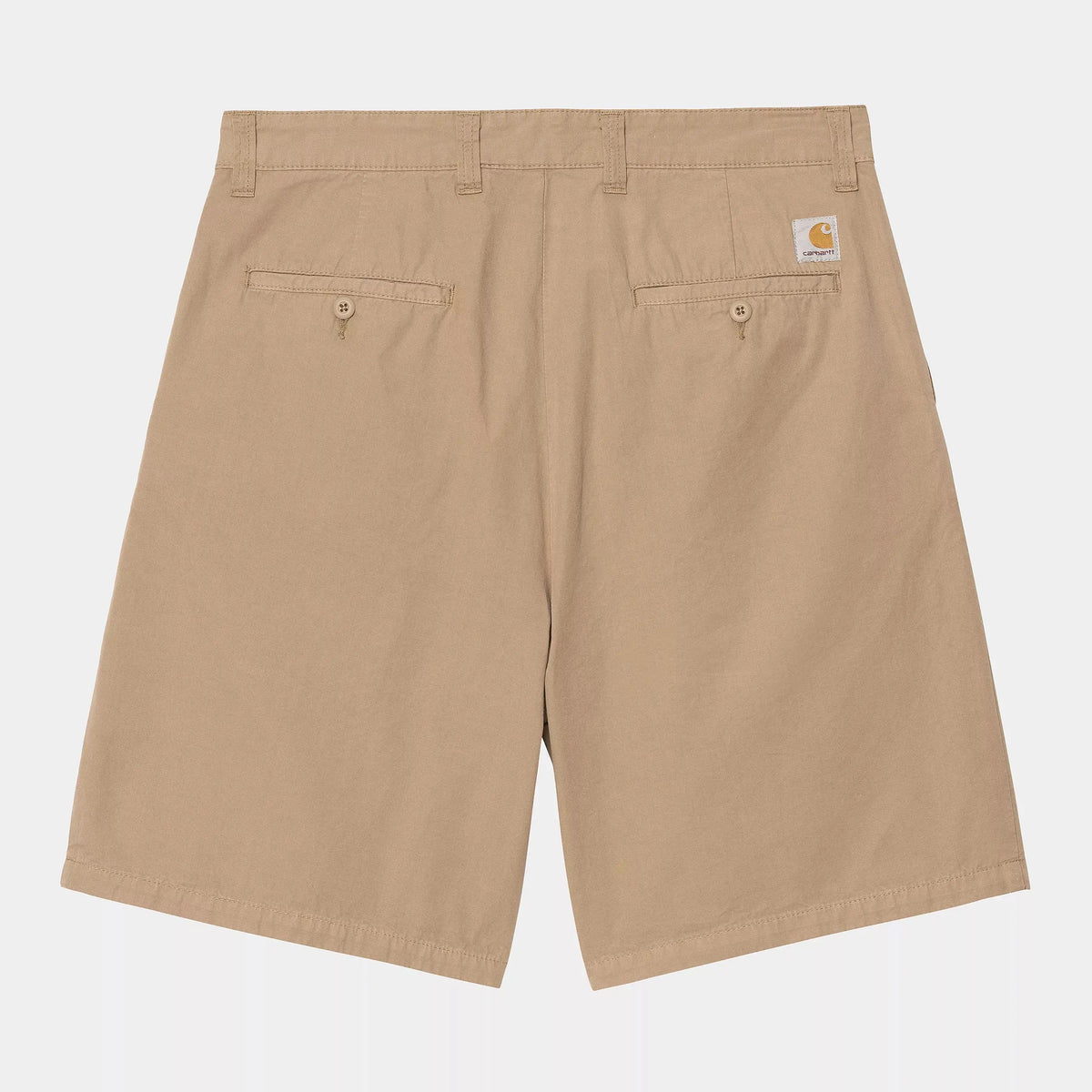 Calder Short coloris Leather vu de dos à plat, deux poches passepoilées à bouton et Square Label tissé